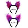Faux fur fox wolf ears headband in purple and pink for Halloween cosplay costumes - Purple Sequin Headband / Glitter Purple