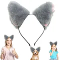 Grey faux fur cat ear headband for adults, kids, and pets cosplay - Animal Ear Headband / Gray