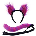 Pink and purple striped faux fur fox ear headband and matching tail set - Sequin Headband 2-Piece Set / Purple