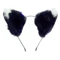 Soft fuzzy black and white fox ear headband accessory for Halloween cosplay costumes - Single Headband / Black and White