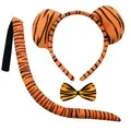 Set cerchietto orecchie di tigre con papillon e coda coordinati per costume cosplay di animali - Set di 3 pezzi / Tigre Gialla