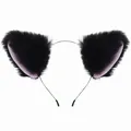 Black furry cat ears headband with purple lining for Halloween cosplay - Single Headband / Black
