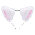 Plush white and pink cat ear headband for Halloween cosplay costume accessories - Single Headband / White