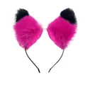 Hot pink and black fuzzy animal ear headband for Halloween cosplay and costume party - Single Headband / Purple Black