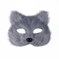 Grey faux fur animal mask for Halloween cosplay and themed costume party accessory mask - Mask / Gray