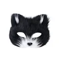 Premium furry black and white fox mask accessory for Halloween animal cosplay party costumes - Mask / Black and White
