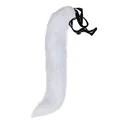 Plush white faux fur fox tail with adjustable black waist strap for Halloween cosplay - White Tail