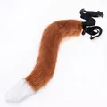 Adjustable faux fur fox tail with white tip and buckle belt for cosplay costumes - Brown Tail