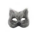 Realistic grey furry cat fox mask for Halloween cosplay and animal themed costume parties - Small Gray Mask