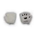 Plush white furry fingerless mittens with black animal paw pads for fox cat cosplay - Small White Gloves