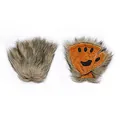 Fuzzy brown animal paw fingerless gloves with orange palms for cosplay and parties - Small Brown Gloves