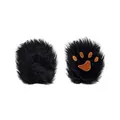 Black furry fox cat paw gloves pair for Halloween cosplay party costumes accessories - Small Black Gloves