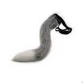 Realistic gray and white faux fur fox tail for Halloween cosplay parties - Tail / S / Gray