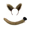 Furry fox ear headband and tail set for Halloween cosplay costume party - Two-Piece Set / Fox Color