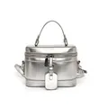 Sac à main boîte argenté métallisé avec poignée supérieure et bandoulière réglable - Argent