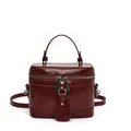 Sac à main boîte bordeaux minimaliste avec poignée supérieure et bandoulière réglable - Rouge