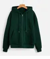 Sweat à capuche vert foncé avec fermeture éclair, cordon de serrage et grandes poches. - 3XL / Hauts / Vert Foncé
