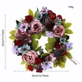 Retro peony and rose artificial floral wreath for door hanging, 35cm diameter size - Vintage Peony