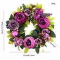 Couronne de pivoines artificielles violettes vintage pour la porte, 35cm. - Série Violet Rouge Couronne De Pivoine Rose (7)