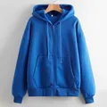 Sweat à capuche zippé bleu cobalt unisexe premium avec doublure en polaire chaude - 3XL / Hauts / Bleu saphir