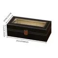 Luxe zwarte PU-leren horlogedoos voor 5 horloges met een transparant displayvenster - 5 Sleuven / Zwart