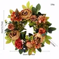 Couronne de pivoines artificielles vintage, guirlande florale de 35 cm pour décoration. - Série Orange Rouge Couronne De Pivoine Rose (6)