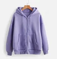 Sweat à capuche zippé classique en polaire violette avec de grandes poches kangourou - 3XL / Hauts / Mauve Clair