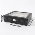 Luxe zwarte PU lederen horlogedoos display en opbergdoos, afmetingen 30x29x8cm - 18 Slots / Zwart