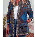 Damen Vintage-Strickjacke mit ethnischem Mandala-Print und langen Ärmeln in leuchtendem Blau - S / Oberteile / Navy Mandala