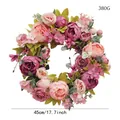 Vintage pink and magenta peony flower wreath, 45cm artificial door hanging decoration - Peony Style A (Rose Red)