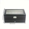 Dubbellaagse zwart PU-lederen horlogebox met glazen deksel 30x22x13cm - Double Layer 12-Slot / Zwart