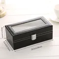 Zwarte PU-lederen horlogedoos, afmetingen 20,5x11x8 cm voor opslag en display - 4 Sleuven / Zwart