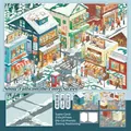 Detalle del set de pegatinas DIY Snow Falls on the Long Street para diarios - Tarjeta de Escena 210x297mm / Nieve en la Calle