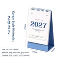 Calendrier de bureau bleu minimaliste coréen 2027 planning mensuel spirale métallique - Calendrier Minimaliste Coréen (Style 2027) / 140x245x90mm
