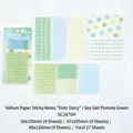 Translucent vellum paper memo pad set with various mint green polka dot patterns - 27 Pieces/Pack / Sea Salt Pomelo Green