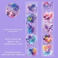 Vintage gold foil PET tape with purple butterfly watercolor pattern for DIY journaling - Flowing Hues Series / Roll / Purple Butterfly Light