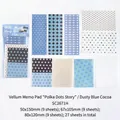 Translucent vellum paper memo pads with dusty blue polka dot patterns for DIY scrapbooking - 27 Pieces/Pack / Mist Blue Cocoa