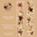 Vintage brown watercolor PET tape with gold stamping for DIY journal decoration. - Flowing Hues Series / Roll / Brown Trail