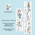 Original watercolor hand-painted girl character die-cut washi tape for journaling decor - Light Trip Girl