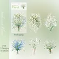 10pcs Iridescent lily of the valley floral PET stickers set for scrapbooking decoration - 10 Sheets Set / Crystal Windbell
