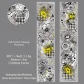 Vintage PET Deko-Klebeband mit gelben Blumenmustern für DIY Scrapbooking - Flowing Hues Serie / Rolle / Tintenblüten