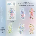 Large iridescent peony floral stickers in PET material for journaling and DIY crafts - 10 Sheets Set / Soft Peony