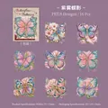 16 pieces vintage faux embroidery PET butterfly stickers for artistic scrapbooking - Purple Mist