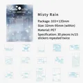 Pack d'autocollants PET Misty Rain avec traits bleus transparents pour journal, 30 pièces - Bruine Légère / 30 Feuilles