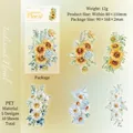 Set of 10 sheets floral PET stickers with sunflowers and daisies for DIY decor - 10 Sheets Set / Iridescent Calendula
