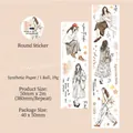 Watercolor hand-painted coffee girl washi tape for journaling and scrapbooking - Coffee Girl
