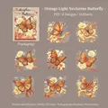 Vintage embroidery style butterfly PET sticker pack orange theme 16pcs floral set - Orange Glow