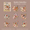 Vintage simulated embroidery butterfly PET stickers for journaling and scrapbooking - Amber Shadow
