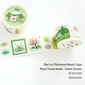 Die-cut washi tape with nature plant illustrations for scrapbooking and DIY journals - Die-cut Washi Tape (M-D2742H) / 30mmx3m / Green Bushes