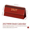 Mini-Tischkalender 2027 im Querformat in Tiefrot mit 15-Monats-Layout und Maßen - 2027 Horizontaler Mini Tischkalender (XS19781) / Rot